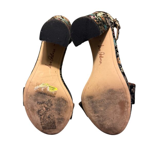 Sam Edelman Women's Yaro Floral Print Block Heel Open Toe Sandal Grey Size 8 - Picture 8 of 9